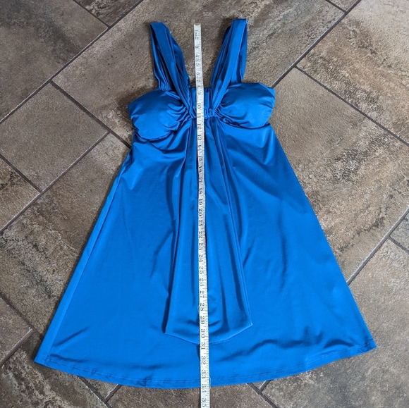 Jewel Toned Vibrant Blue Silky Party Holiday Dress Size S Blue - Picture 11 of 12